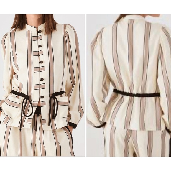 dress to Jackets & Blazers - Dress To Park Stripe Linen Print Jacket with Black Accents NWT